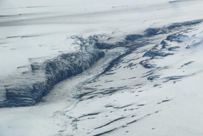 Airplane Flight over Vatnajökull Volcanic Eruption Sites