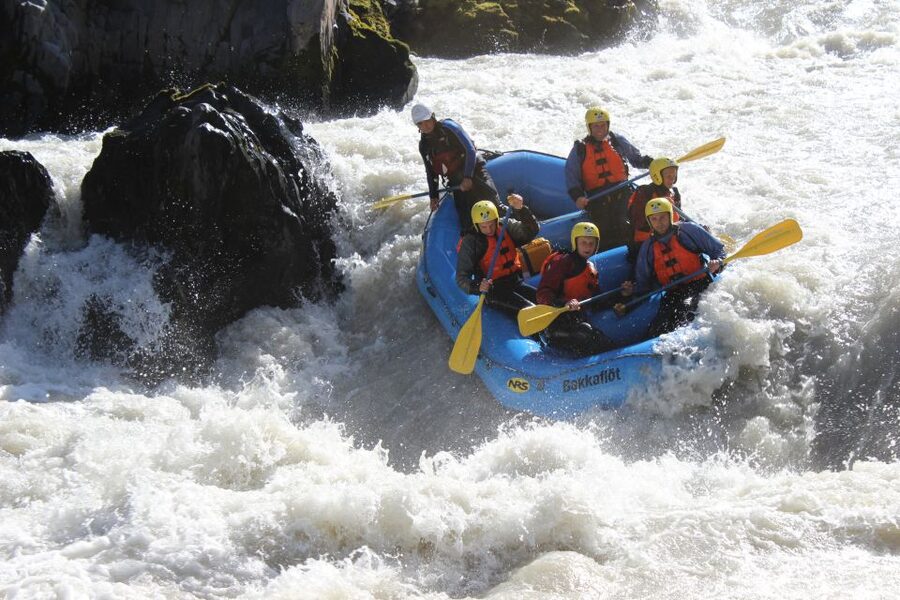East Glacial River Extreme Rafting - Meeting at Bakkaflöt, then suiting up for real river conditions