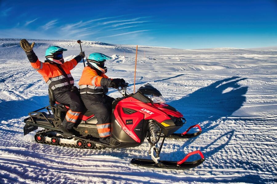 From Geysir: Snowmobile Adventure on Langjökull Glacier - On Langjökull: two 25-minute snowmobile rides, a 10-minute photo stop, and big-ice craters