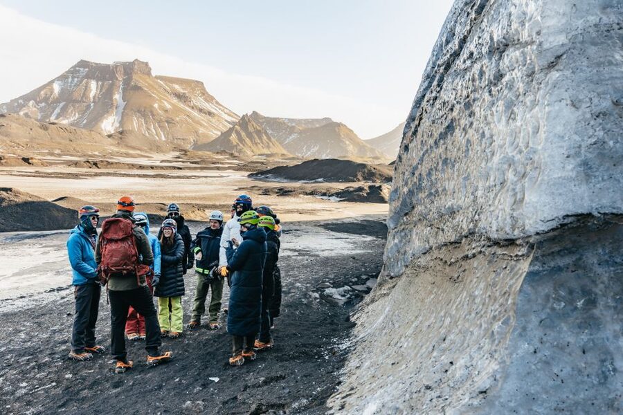 From Vik: Katla Ice Cave & Super Jeep Tour - Gear-up moment on the glacier: crampons and helmets mean less guessing