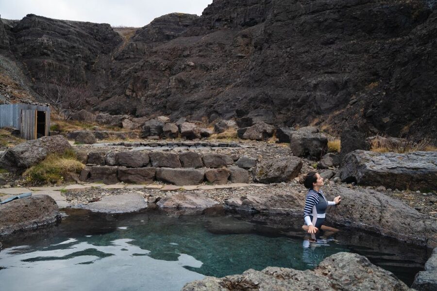 Husafell: Canyon Baths Soak with Short Highlands Hike - Renewable Energy Talk and the Icy Stream Moment